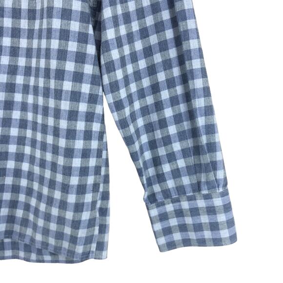 Canali Mens Size M Shirt Casual Button Front Gingham Cotton Blue Gray - Picture 4 of 16